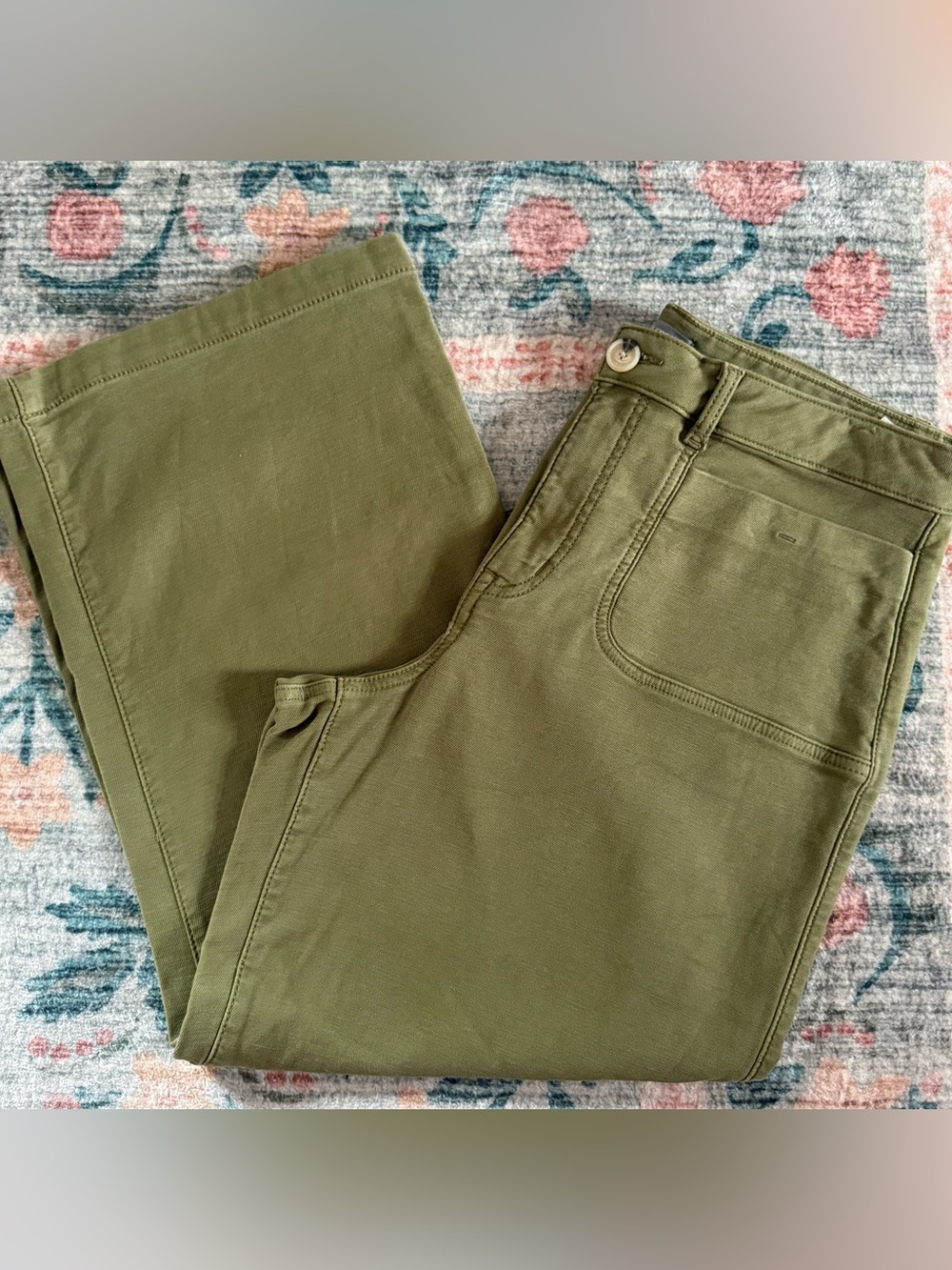 Maurices Olive Green Front Patch Pocket Cropped Pants Sz 14